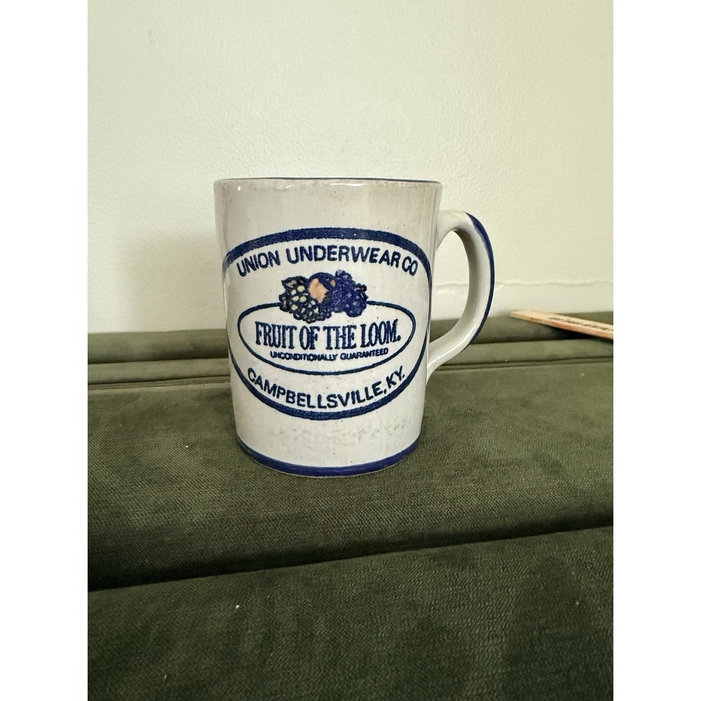 Vintage Louisville Stoneware Fruit Of The Loom Campbellsville KY Coffee Mug Cup